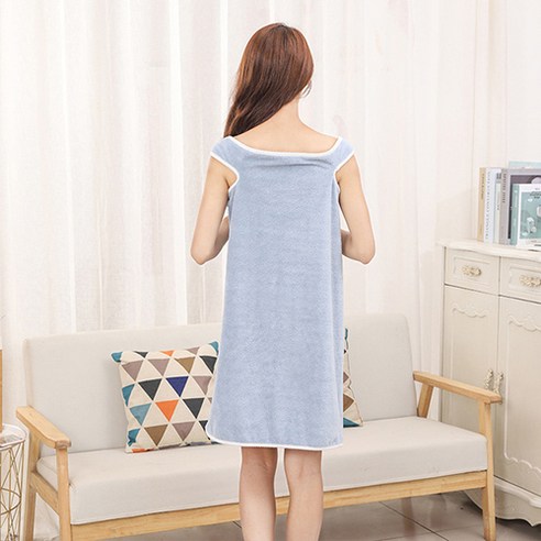 리카 여성 리본 샤워가운 골프가운, 포켓블루, 포켓 블루