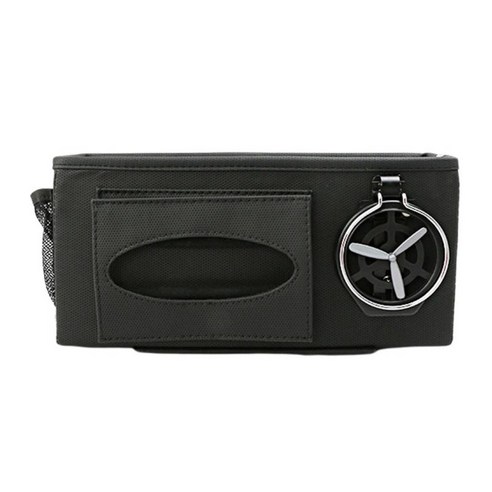 컵 홀더가있는 범용 카시트 주최자 Mutil-Pockets PU 가죽 보관 가방 케이스 티슈 전화 스낵 작은 품목 물병, 검은 색, 14.5x30x9.4cm