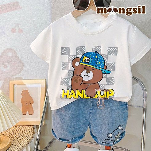 몽실이의 핸즈업 반팔 상하복 100일아기옷 몽실이의 핸즈업 반팔 상하복 100일아기옷