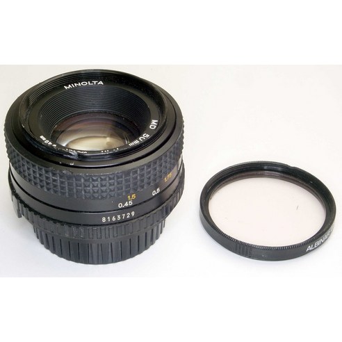 미놀타 LAST 50mm f1.7 렌즈 w1A 스카이라이트 필터 리어캡 최고의 코팅, 1개