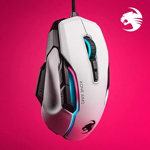 로캣 KONE AIMO Remastered RGB 게이밍 유선마우스, WHITE