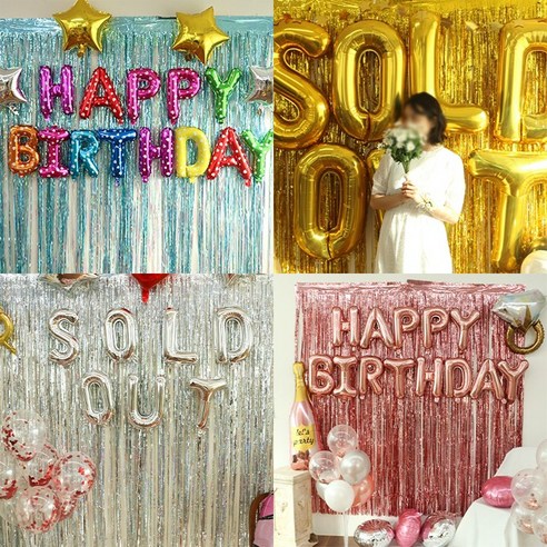 은박 커튼 파티 생일 브라이덜샤워 기념일 파티 9컬러 [Glitter Party Curtain for Event Birthday Bridal Shower 9 Colors], 골드(Gold)