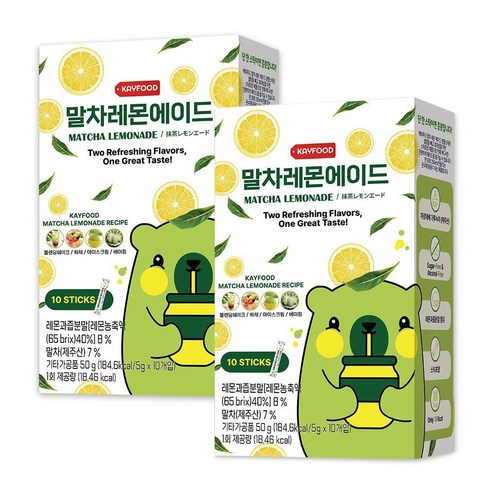 KAYFOOD 케이푸드 제로슈가 저칼로리 말차레몬에이드10T 1+1, 2박스, 10개입, 50g