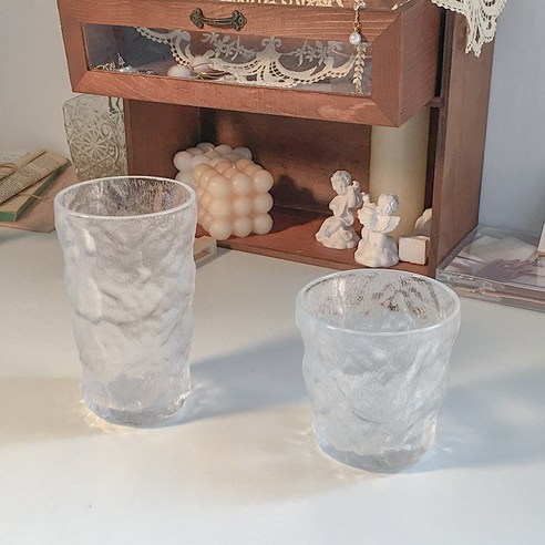 DFMEI 유리 컵 물 컵 가정용 차 컵 간단한 와인 컵 여성 빙하 패턴 컵 가정용 커피 컵 우유 컵, DFMEI 높은-무료 짧은