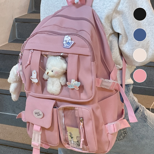 와이비비 곰돌이 큐티 데일리 백팩 학생 책가방 인형+뱃지