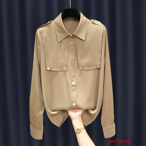 puildaug 셔츠 여성의 가을 기질 조커 느슨한 슬림 패션 긴 소매 재킷
