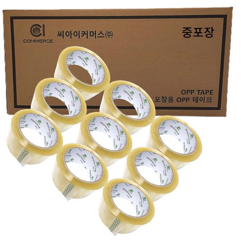 씨아이커머스 투명 박스테이프 중포장 opp 48mm 50m, 강력한 포장용, 9개