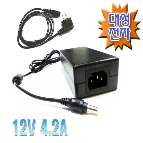 DC 12V 4A/ 4.16A/ 4.2A 국산 모니터 어댑터 코드분리형 인렛타입 다용도 호환 전기안전 인증필 국내생산, 단품, 1개 어댑터12v4a