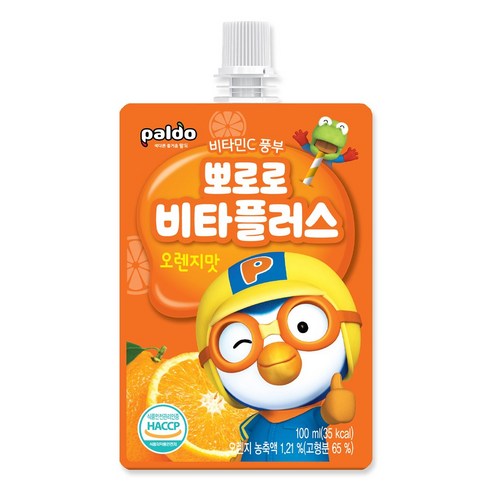 팔도 건강마을 뽀로로 비타플러스 오렌지맛 음료, 1개, 100ml 얼라이브음료500ml