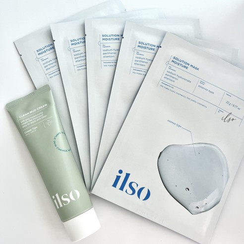 일소머드팩 ilso CLEAN MUD CREAM mask 100g+ SOLUTION MASK MOISTURE 5매 Best Top5