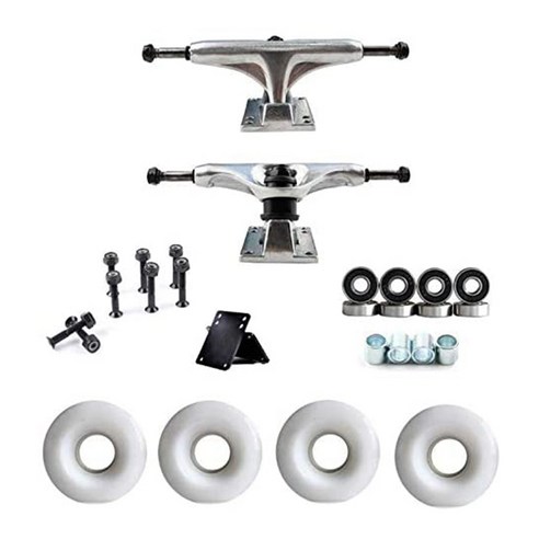 Xzante 52Mm 바퀴가 있는 5인치 스케이트보드 트럭 ABEC 베어링 콤보 세트 바퀴 베어링 하드웨어, 은