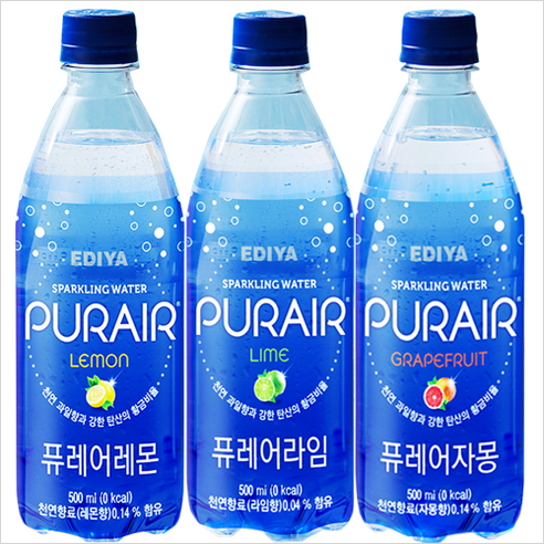 이디야 퓨레어 탄산수 500ml x 20페트, 레몬 500ml x 20개