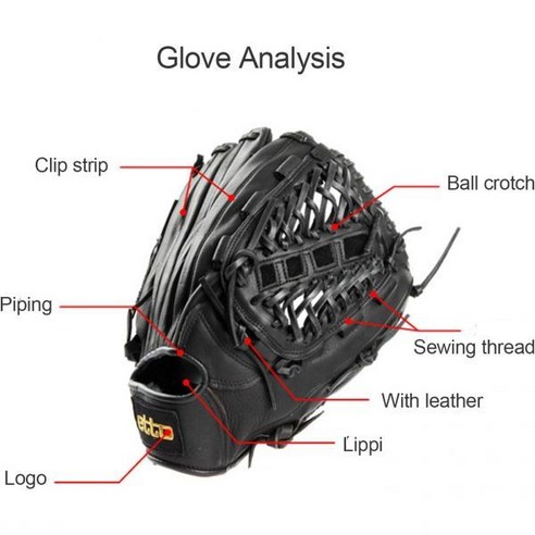 스포츠 야구 필딩 글러브 남성용 성인·청소년 블랙 소가죽 내야·외야, Right12.75