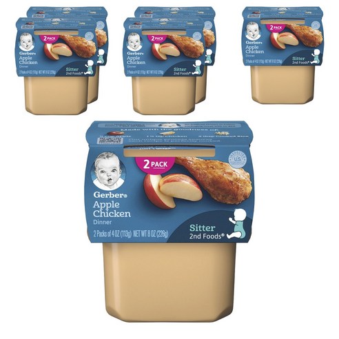 거버 디너 어린이 과일퓨레 113g, 사과 + 치킨(Apple + Chicken), 12개