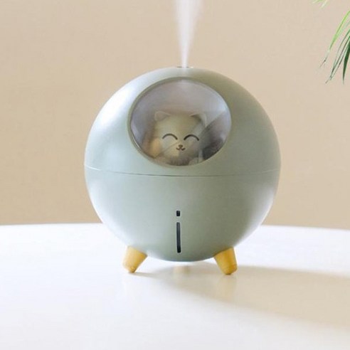 우주고양이 루루 미니가습기 무드등 공부방 책상 가습기, 그린