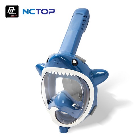 NCTOP 어린이 스노쿨링마스크 물총 상어 귀여운 동물 캐릭터 KC인증, 물총상어 딥블루 (버클형)