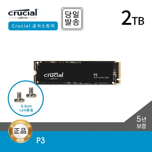 마이크론 Crucial P3 M.2 NVMe SSD 2TB 대원CTS