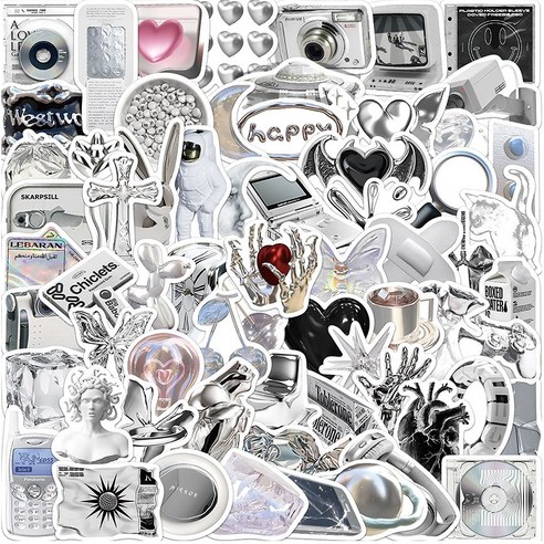 [SaleNOWㅣ인기상품] 올리보 50장 모음 방수 핸드폰 다이어리 꾸미기 캐리어 노트북 다꾸스티커, 실버 66장, 1세트 [세일나우ㅣ추천상품]