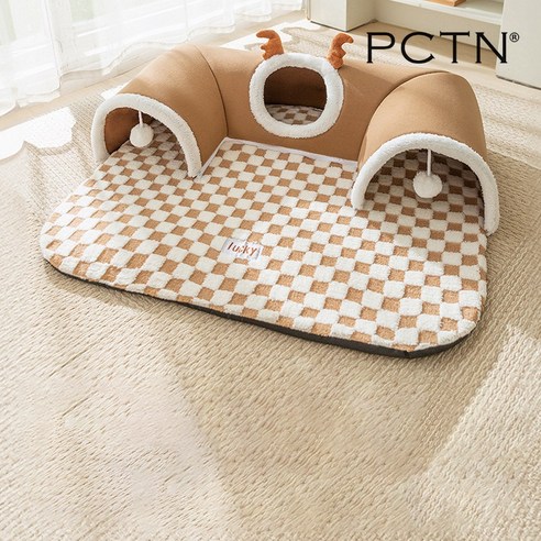 PCTN 숨바꼭질 고양이 터널 놀이터 냥이숨숨집터널, PCTN 베이지 S