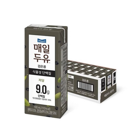 CJ 매일두유 검은콩 190ml 24팩 아침대용 건강식 대체식 단체간식 멸균두유, 240개