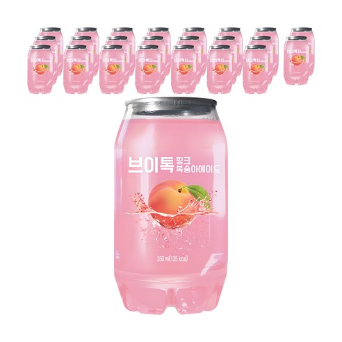 브이톡 핑크복숭아, 350ml, 24개