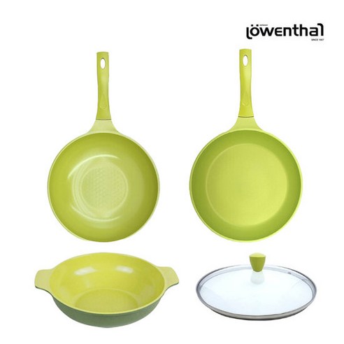 로벤탈 아보카도 프라이팬+궁중팬+양수웍+유리 28cm 4종세트, 단품, 1개