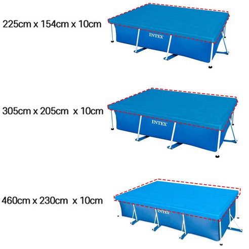 인텍스 사각 풀장 전용덮개 225cm 305cm 460cm, 전용덮개 305cm