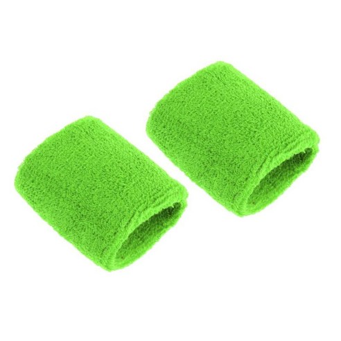 2Pcs 스포츠 농구 배드민턴 테니스 남여 공용 코튼 스웨트 밴드 팔찌, 녹색, 8x7cm