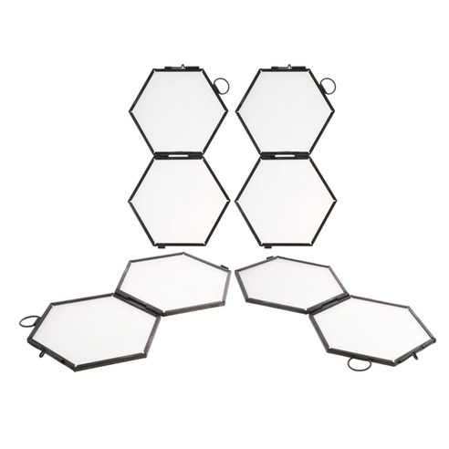 4 pcs 빈티지 육각형 사진 액자에 매달려 기념품 선물 블랙 8.8x8.5cm, 설명
