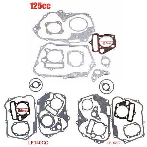 오토바이 엔진 튜닝 레이싱 가스켓 125cc ~ 150cc 모터용 실린더 헤드 베이스 (zongshen, loncin, lifan, kayo 등) – 먼지 구덩이 자전거, ATV, 쿼드, 버기 등에 적합, 1개 클래식125