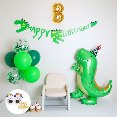 공룡풍선 생일파티세트 두돌생일상, 숫자풍선 8