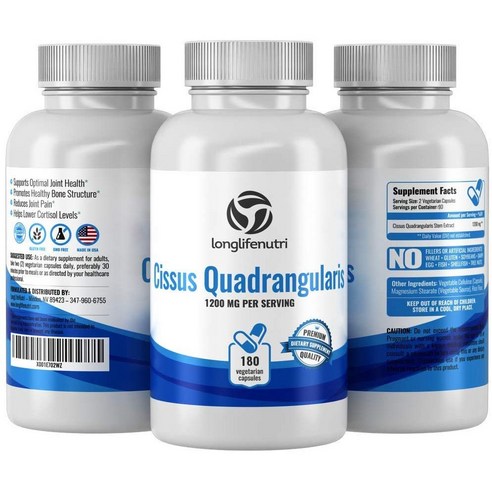 시서스추출 농축분말캡슐 LongLifeNutri 1200mg 180 정capsules, 3개, 180캡슐 3병, 180정