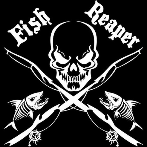 Fish Reaper 해골 스티커 자동차 낚시 매니아 데칼스티커, FISHREAPER 반사화이트, 4개