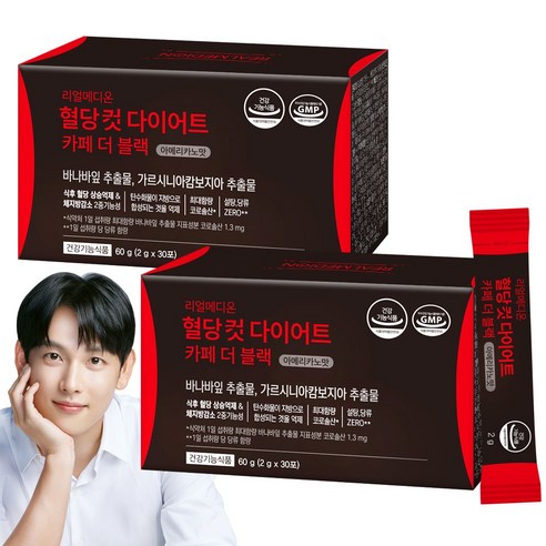 리얼메디온 혈당컷 다이어트 카페 더 블랙 아메리카노맛 설탕당류ZERO 바나바잎 가르시니아캄보지아 추출물 식후혈당상승억제 체지방감소 보조제 커피맛 혈당케어 컷타임