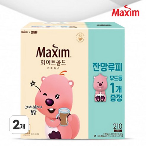 [맥심] 화이트골드 잔망 루피 무드등. 동서식품, 2개, 210개입, 12g