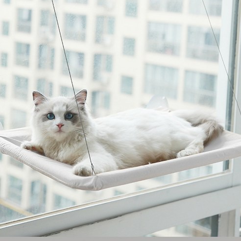 고양이 일광욕 창문용 해먹 침대선반 마약 기절 방석 창문해먹 캣집 켓하우스, 연그레이, 1개