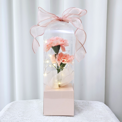 더연 LED 조화 카네이션 꽃다발 졸업식 어버이날 스승의날 선물, 1세트, 핑크