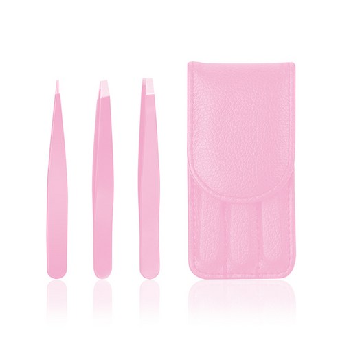 치프몰 430 스텐강 뷰티 족집게 핀셋, 3종 세트 핑크, 1세트