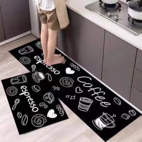 부엌 바닥 깔개 카펫 흡수 흡유 방수 방유 미끄럼 방지 패드 긴 줄 내장 세탁 면제 닦을 수 있다, L6