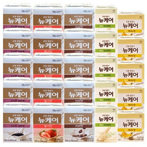 뉴케어 구수한맛(미니)5+바나나(미니)5+검은깨5+딸기맛5+커피맛5, 150~200ml, 20ml