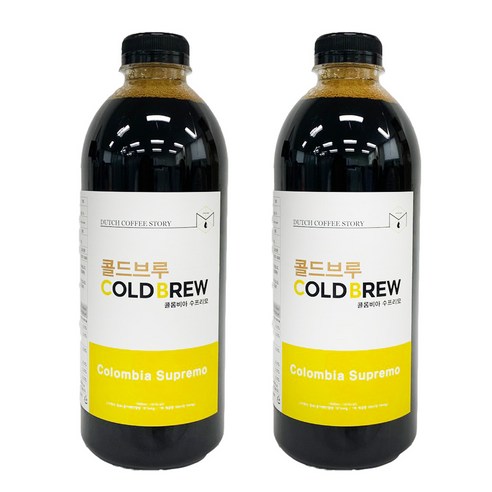 [HACCP인증] 더치커피스토리 콜드브루 카페인 디카페인 더치커피 1000ml + 1000ml, 콜롬비아 수프리모, 2set(4병), 1L