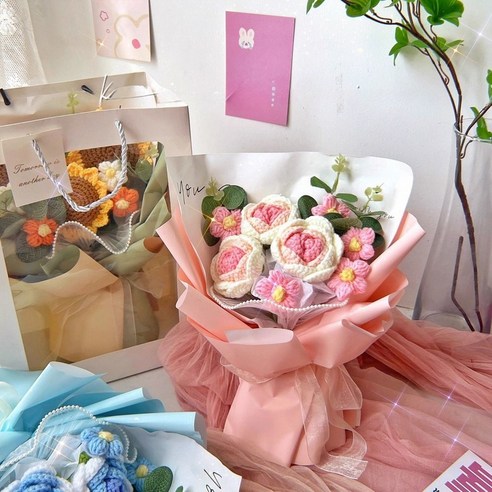 내 손으로 피워내는 영원한 아름다움, 뜨개 꽃다발 DIY 키트