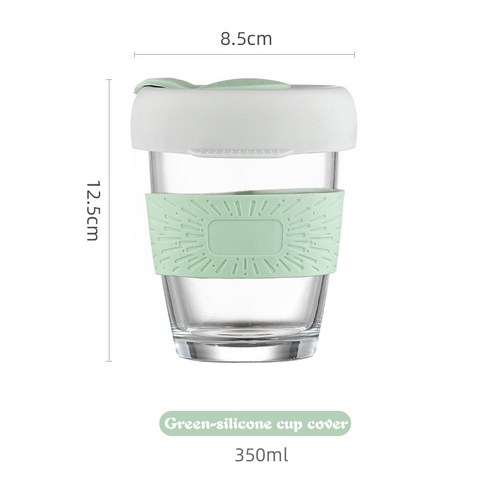 350ml 커피 컵 휴대용 핸디 우유 유리 실리콘 커버 내성 직접 Drinkingwater 컵 아침 식사 컵, Green_러시아