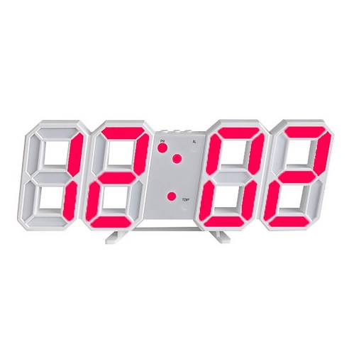 볼파스 무소음 3D LED 인테리어 감성시계, 화이트레드