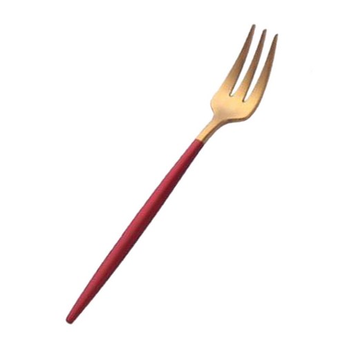 케이크 디저트 아이스크림용 디너 포크 13.3cm - 스테인리스 스틸, 레드 골든, 스테인레스 스틸