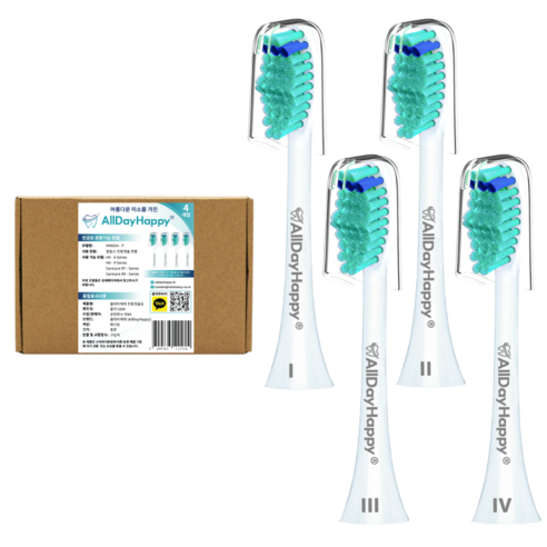 올데이해피 필립스 호환용 전동칫솔모 4개입, HX6014P-04