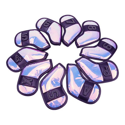 WJSHOP 10Pcs TPU 골프 숫자 아이언 클럽 헤드커버(보라색/화이트), 보라색