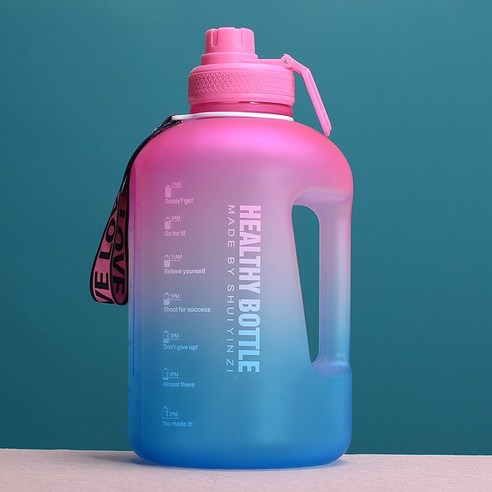 [XIG] 대용량 휴대용 투명 스포츠 물병 2.2L 야외 하이킹 등산 BPA 무료, Pink Blue