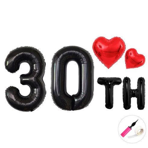 이벤트홀릭 기념일 100cm 블랙 풍선 숫자 파티 세트 결혼 백일 촬영, 1개, 30주년