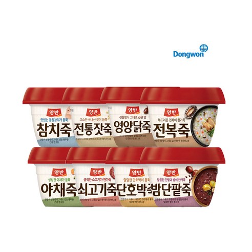 동원 [동원] 양반죽 285g x12개 4종택1/참치/야채/쇠고기/밤단팥/호박죽, 12개